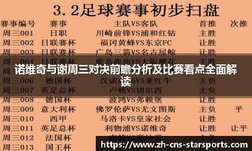 诺维奇与谢周三对决前瞻分析及比赛看点全面解读